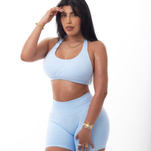 Conjunto Top + Short Celeste