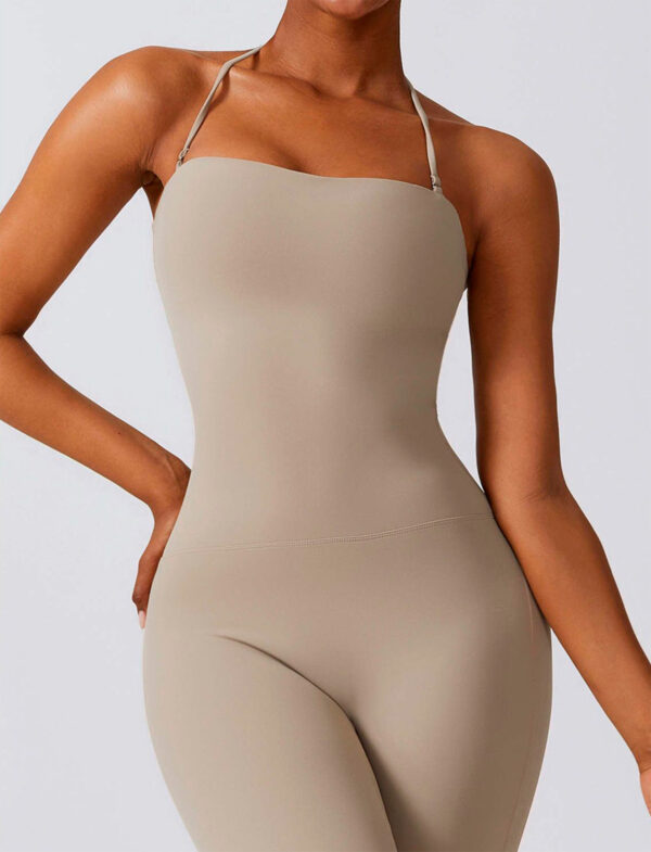 Bodysuit Long wide Leg with Strap Nude