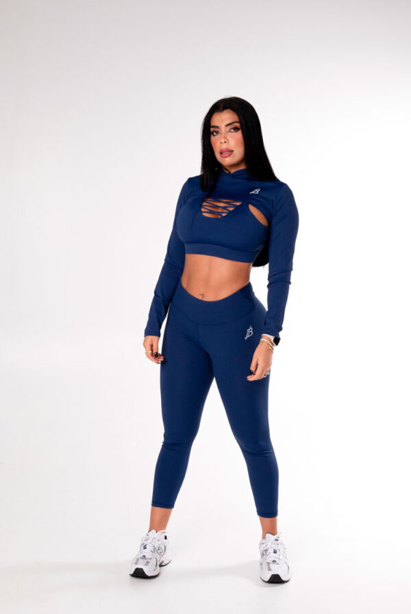 Set Bra + Long sleeve top + Leggings Navy - Image 3
